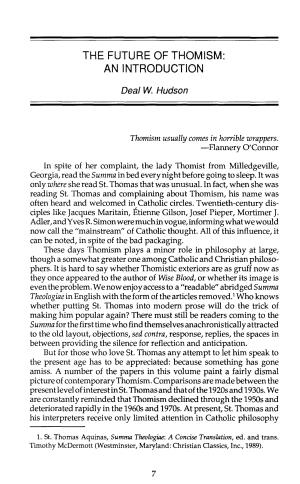 The Future of Thomism: an Introduction