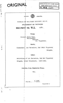 Roinn Cosanta Bureau of Military History, 1913-21