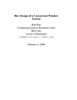Rio: Design of a Concurrent Window System