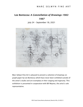 Lee Bontecou: a Constellation of Drawings 1982- 1987 July 24 – September 18, 2021