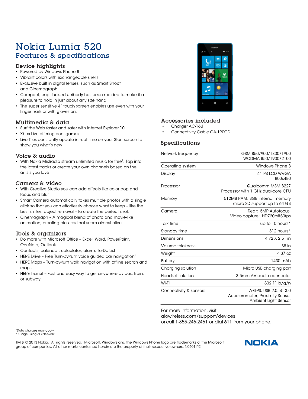Nokia Lumia 520 Features & Specifications