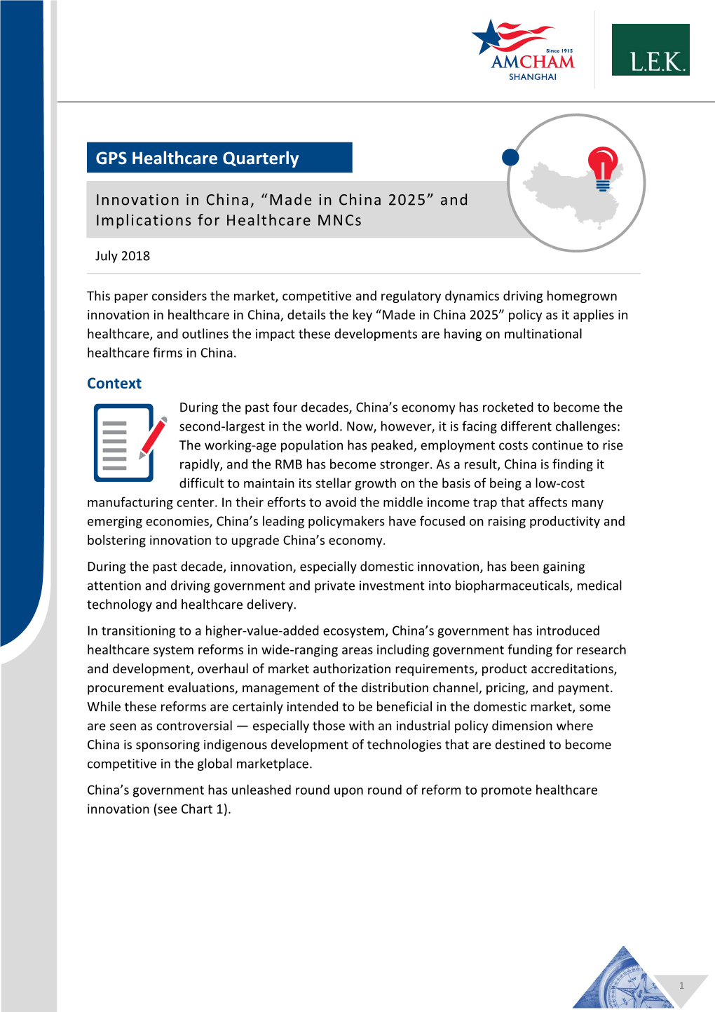 “Made in China 2025” and Implications for Healthcare Mncs