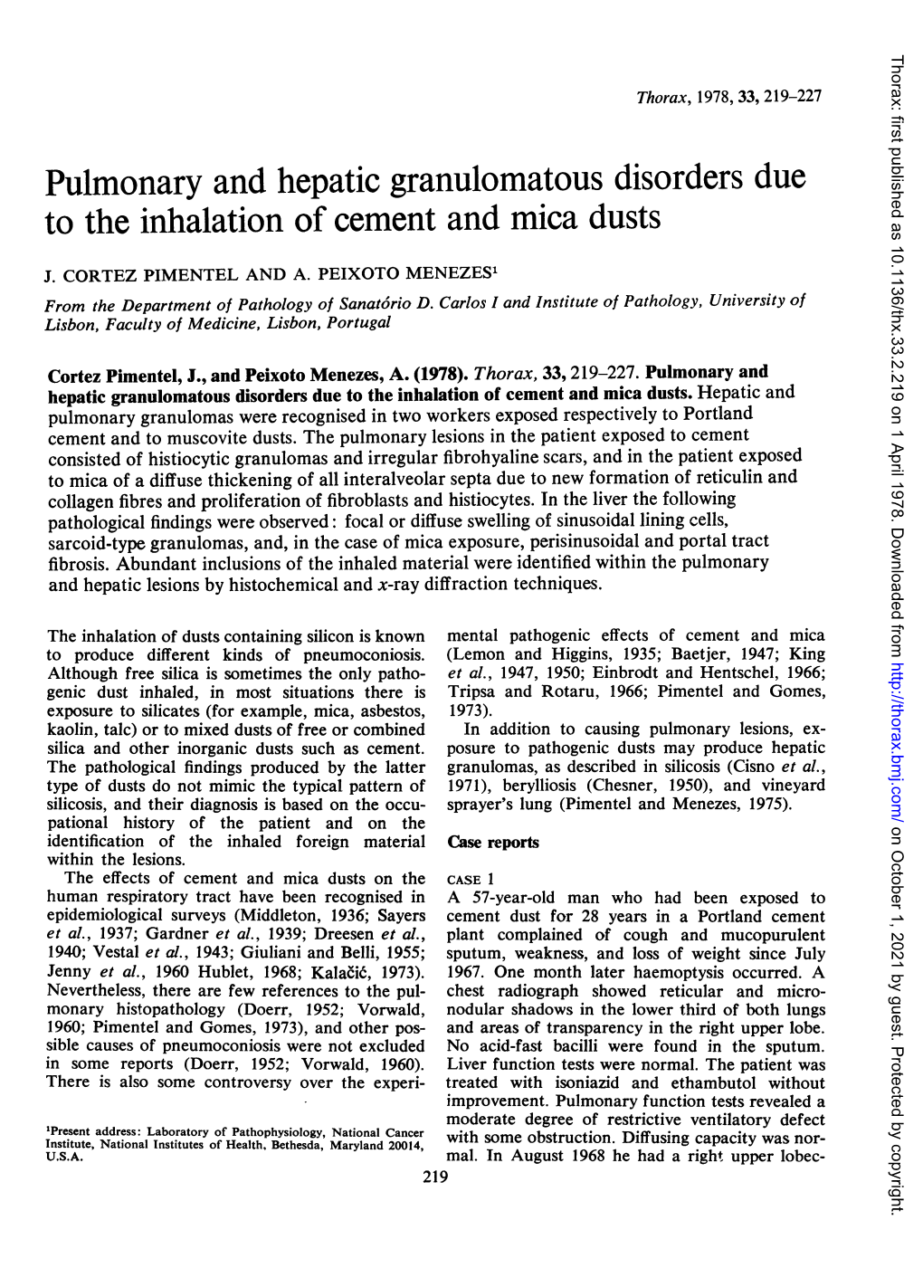 Pulmonary and Hepatic Granulomatous Disorders Due to the Inhalation of Cement and Mica Dusts