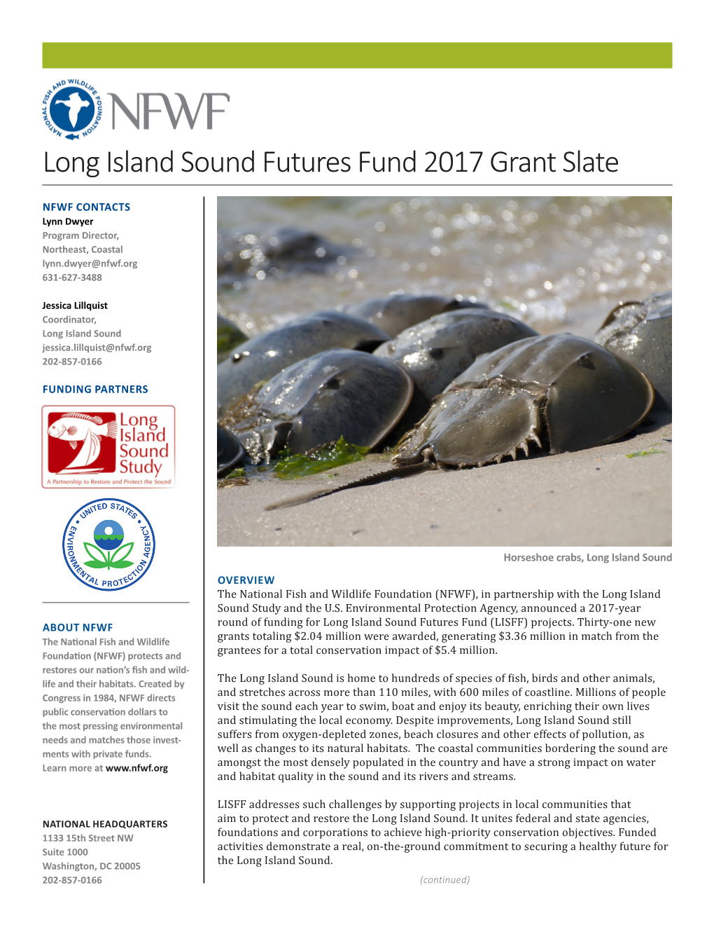 Long Island Sound Futures Fund 2017 Grant Slate