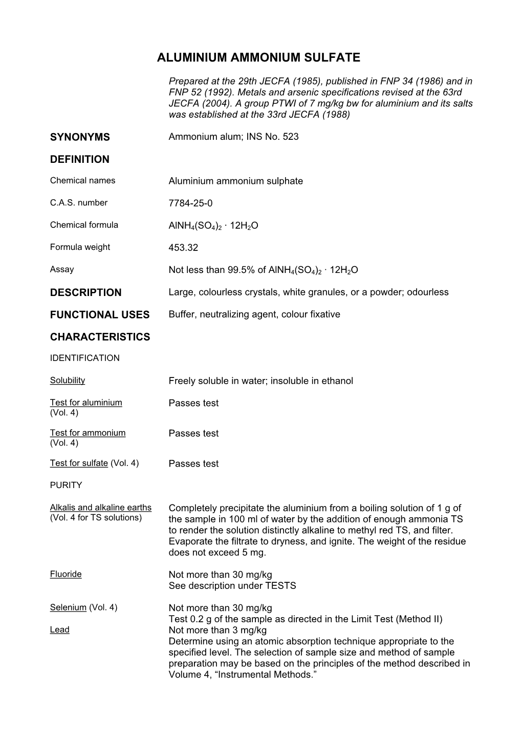 Aluminium Ammonium Sulfate