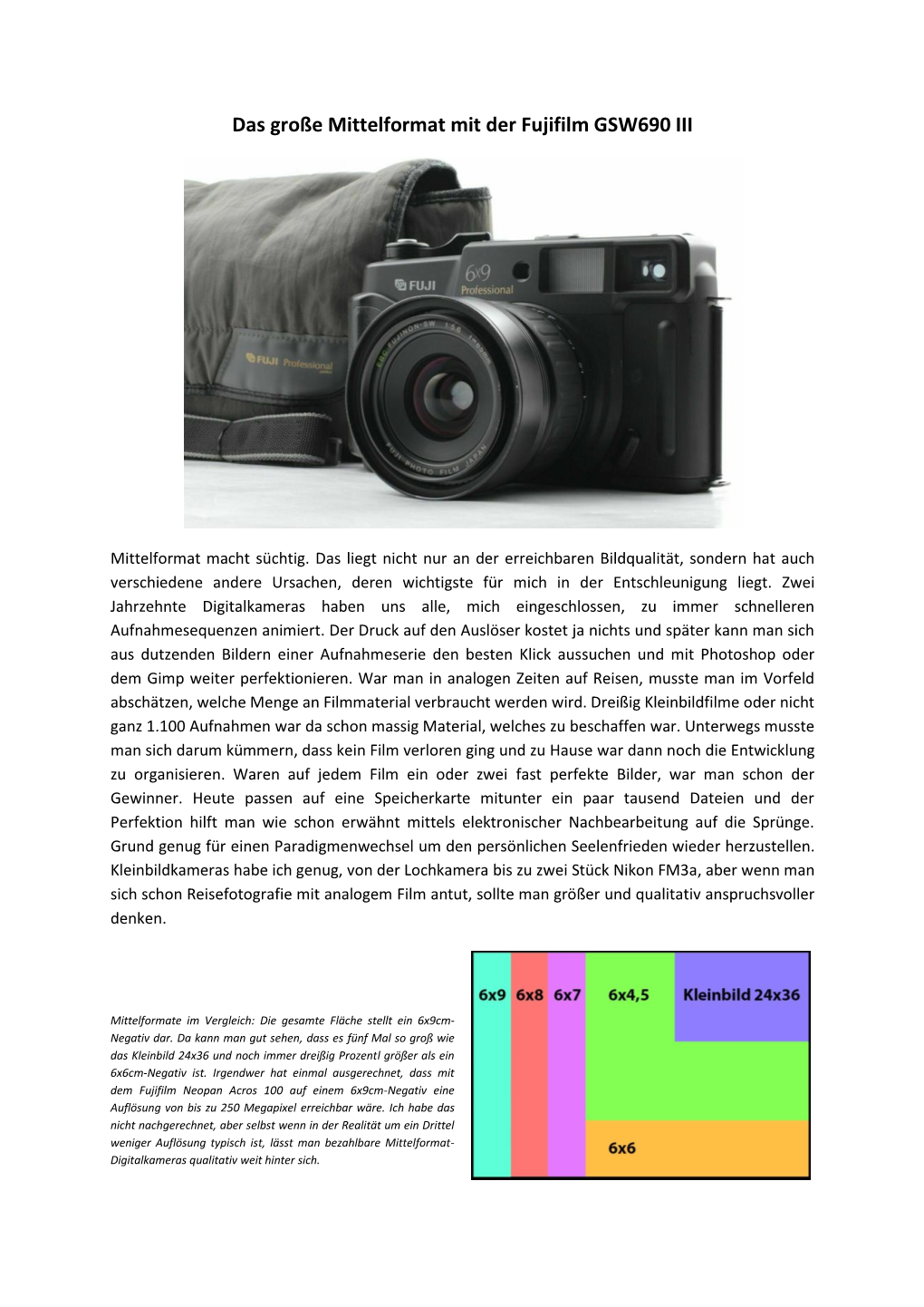 Das Große Mittelformat Mit Der Fujifilm GSW690 III