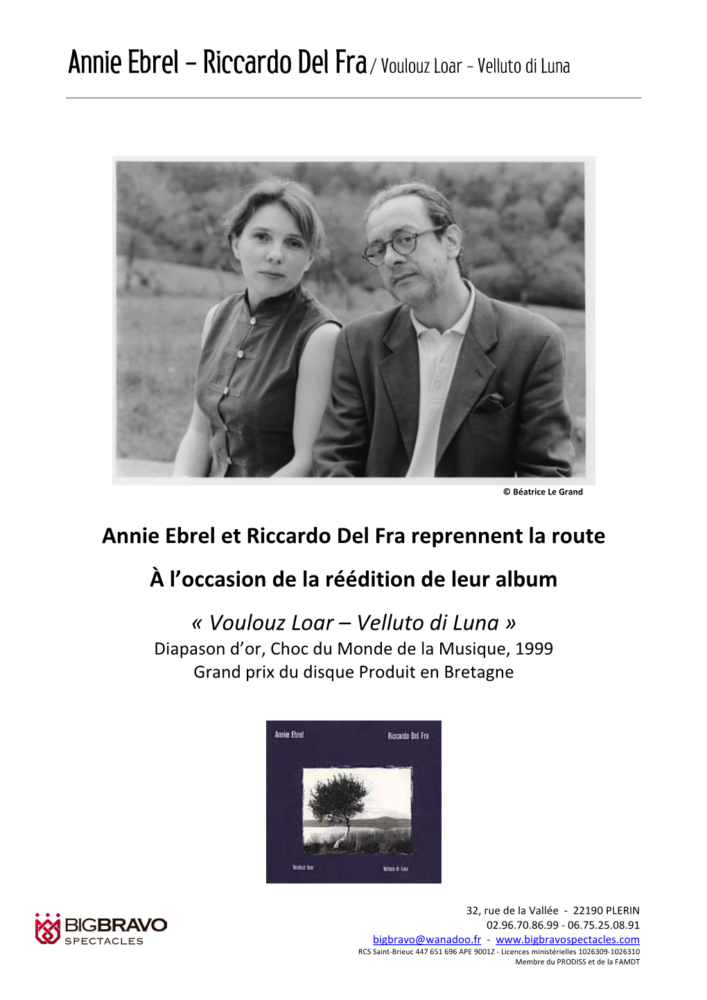 Annie Ebrel – Riccardo Del Fra/ Voulouz Loar – Velluto Di Luna