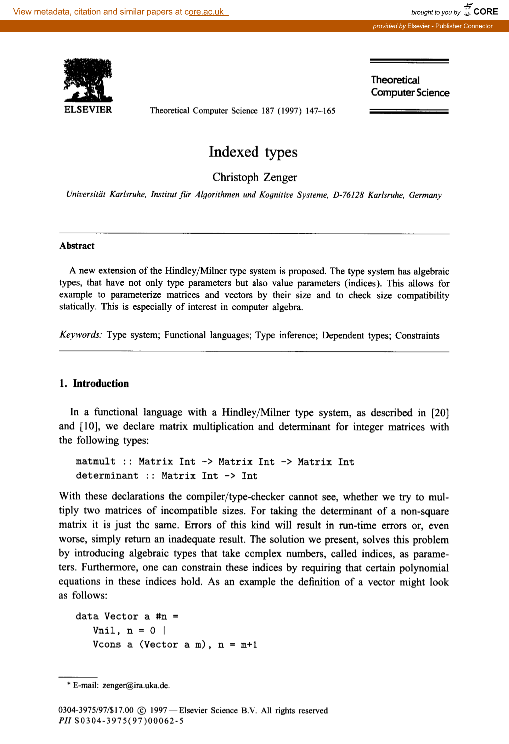 Indexed Types