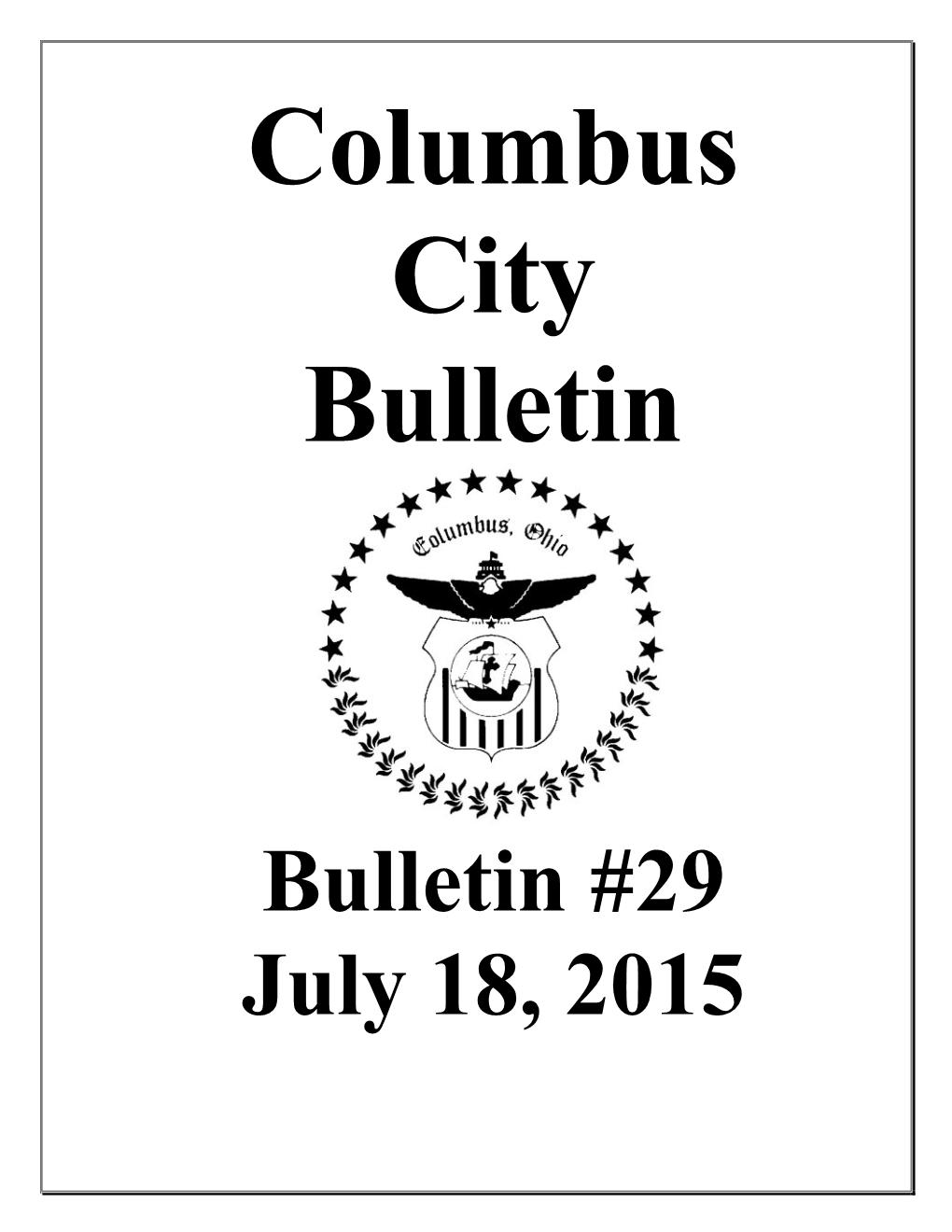 Bulletin #29 July 18, 2015