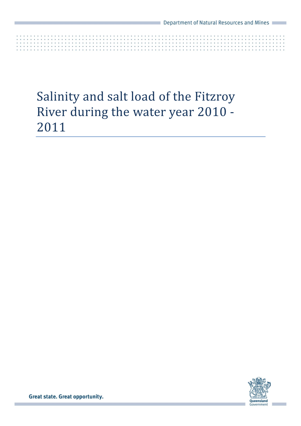 A Scoping Study to Investigate Salt Transfer and Budget Prediction in the Fitzroy River System for 2010-11