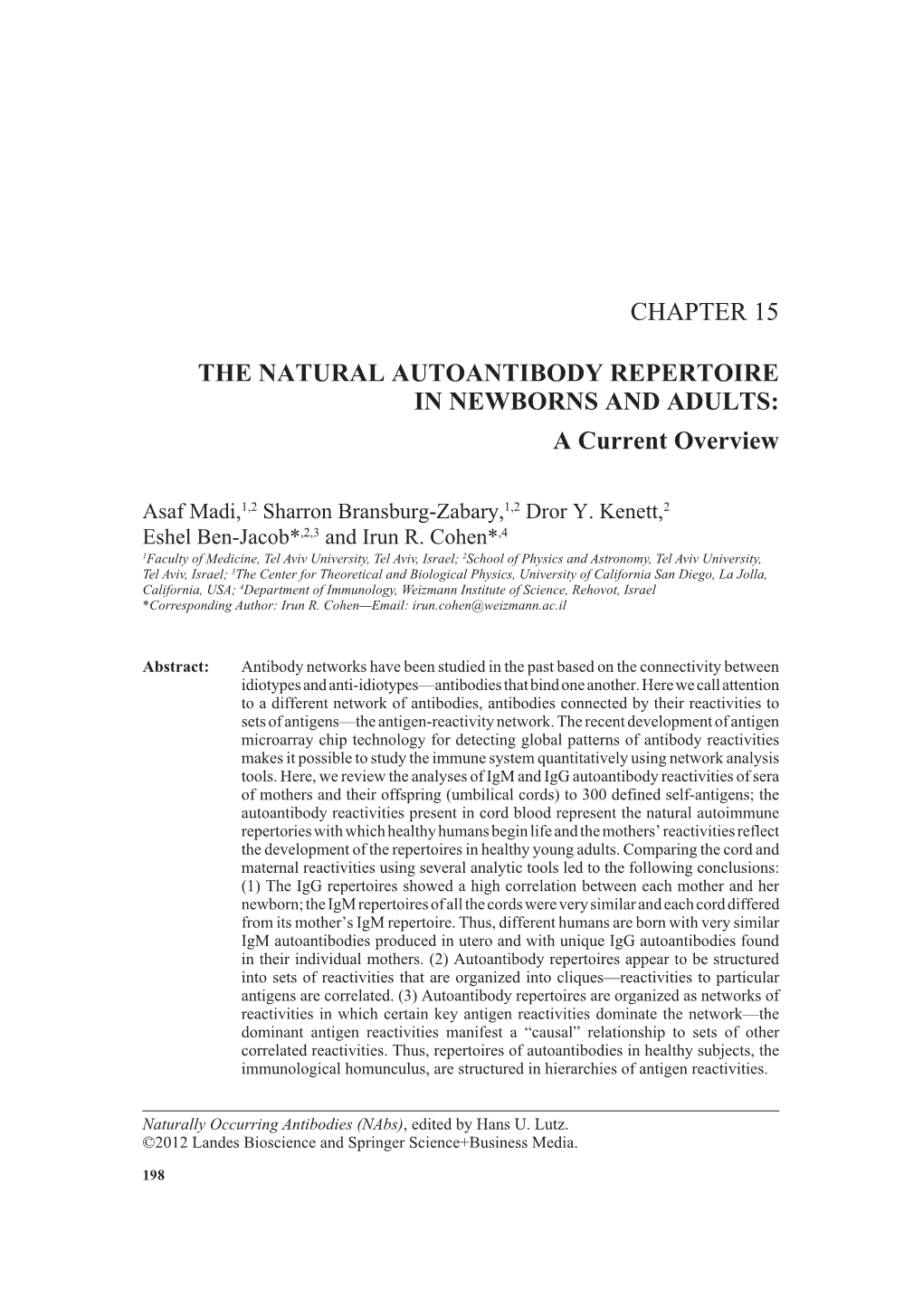 Chapter 15 the Natural Autoantibody Repertoire In