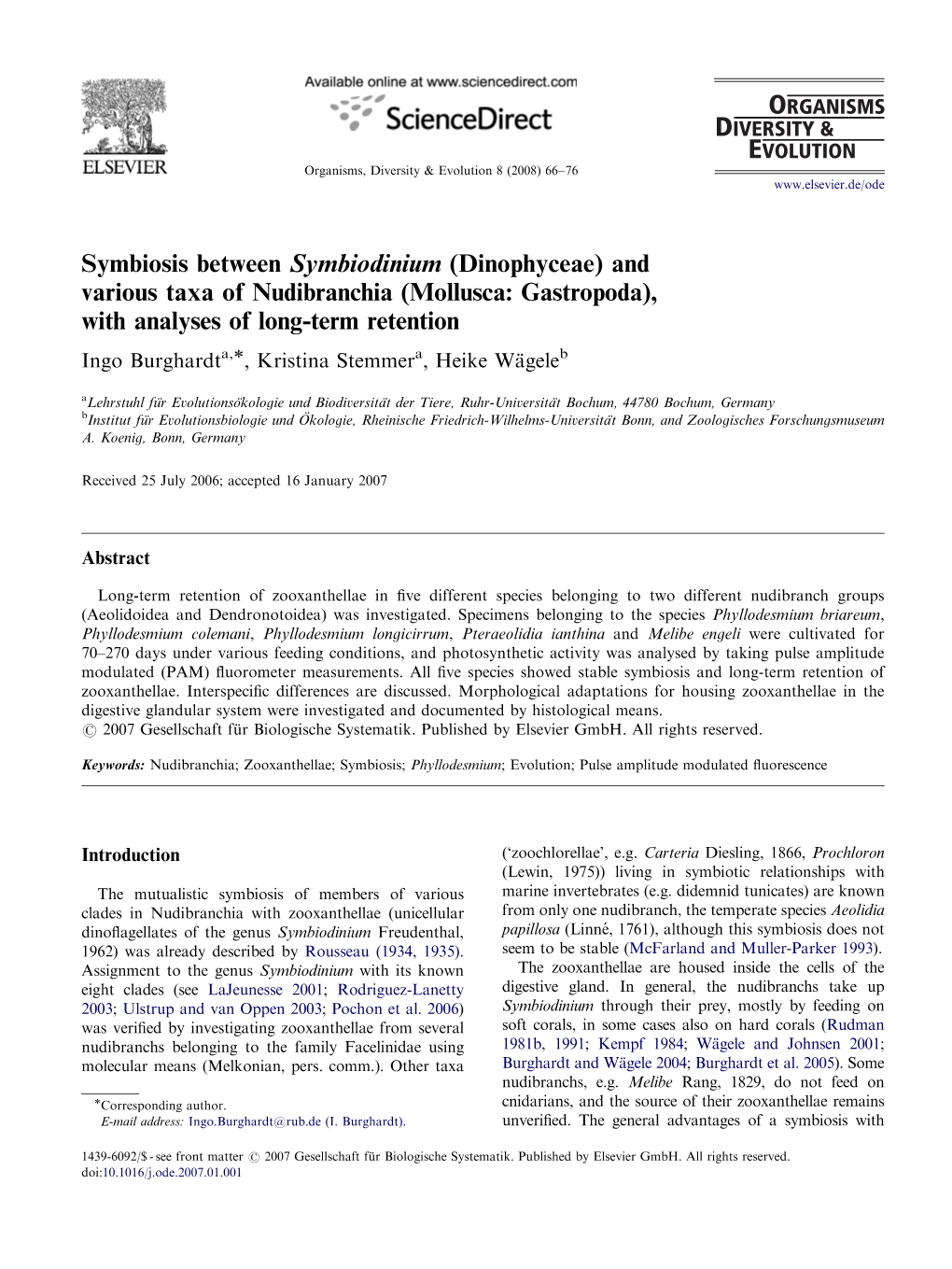 Symbiosis Between Symbiodinium