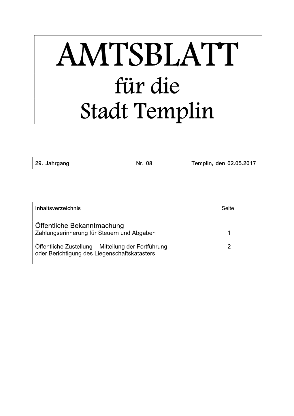 Für Die Stadt Templin