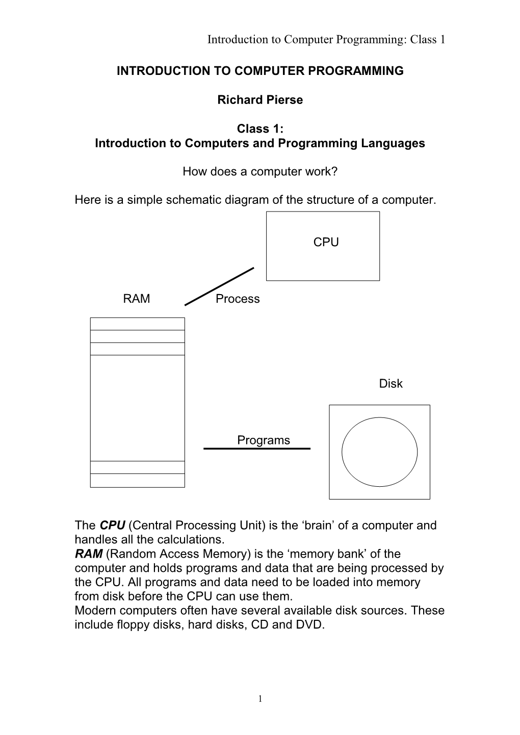 Computers and Programming Languages