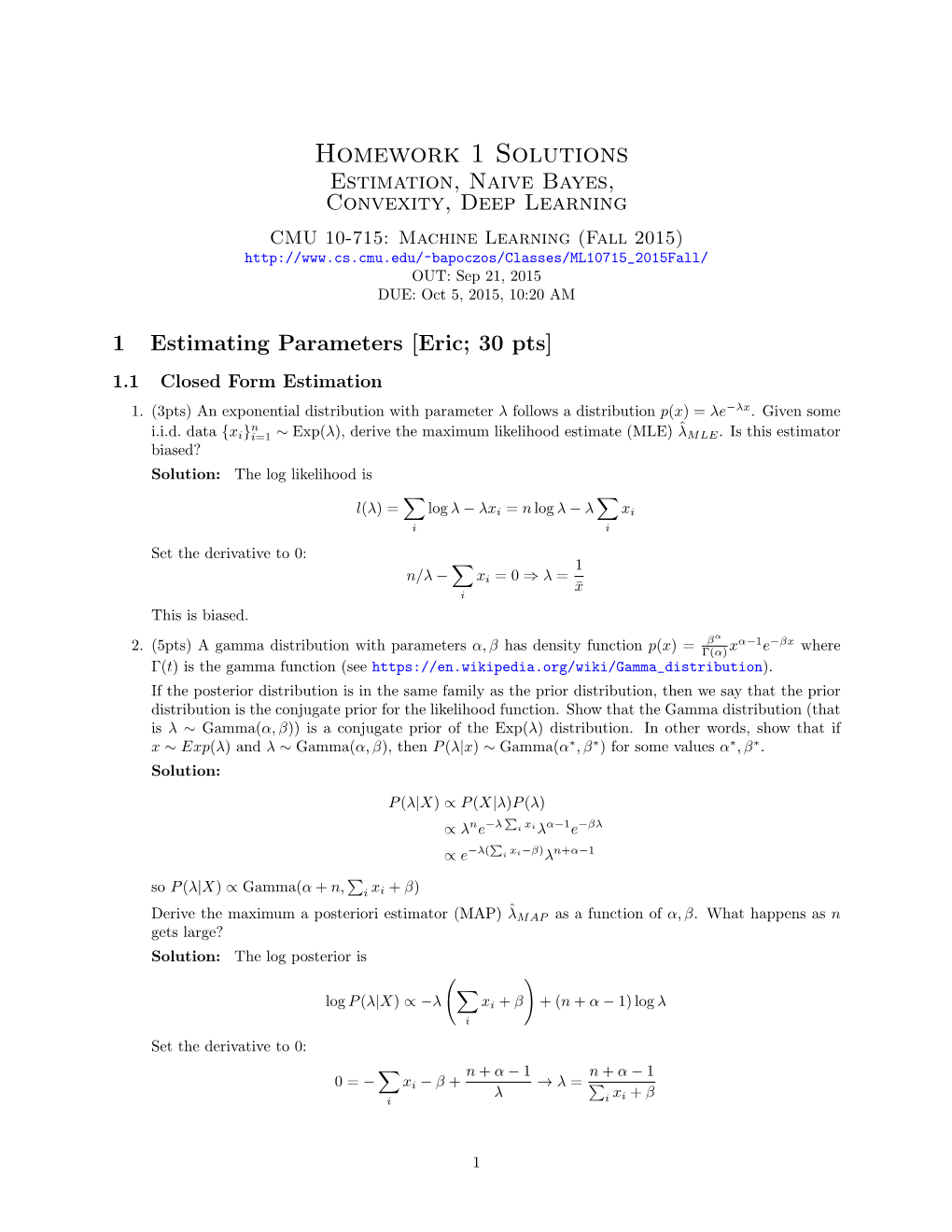 Homework 1 Solutions