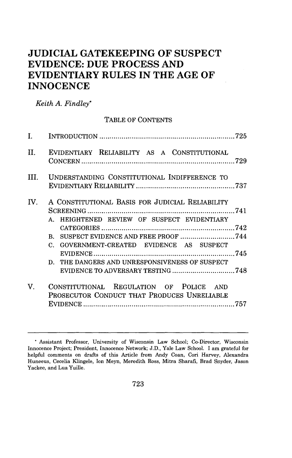 Judicial Gatekeeping of Suspect Evidence: Due Process and Evidentiary Rules in the Age of Innocence