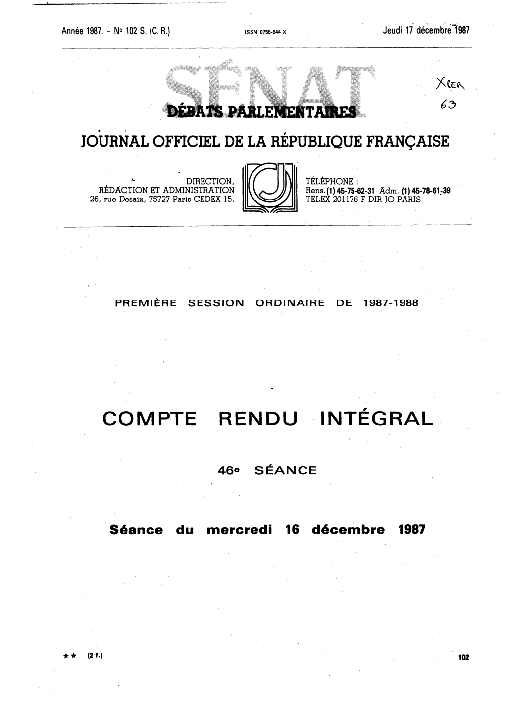 Mercredi 16 Décembre 1987