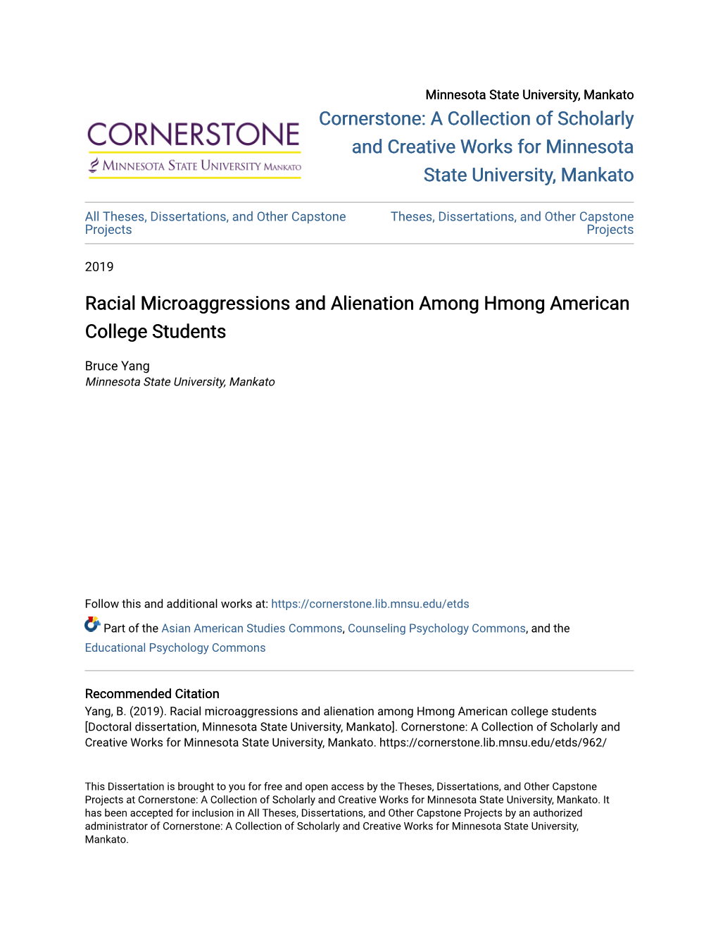 Racial Microaggressions and Alienation Among Hmong American College Students