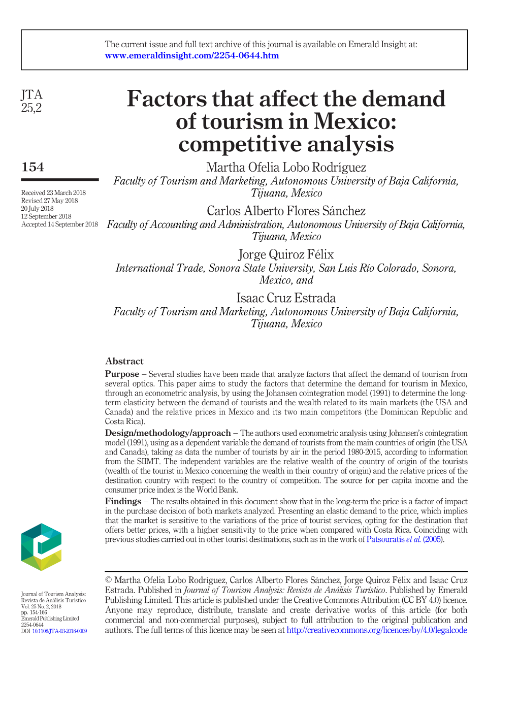 Factors That Affect the Demand of Tourism in Mexico