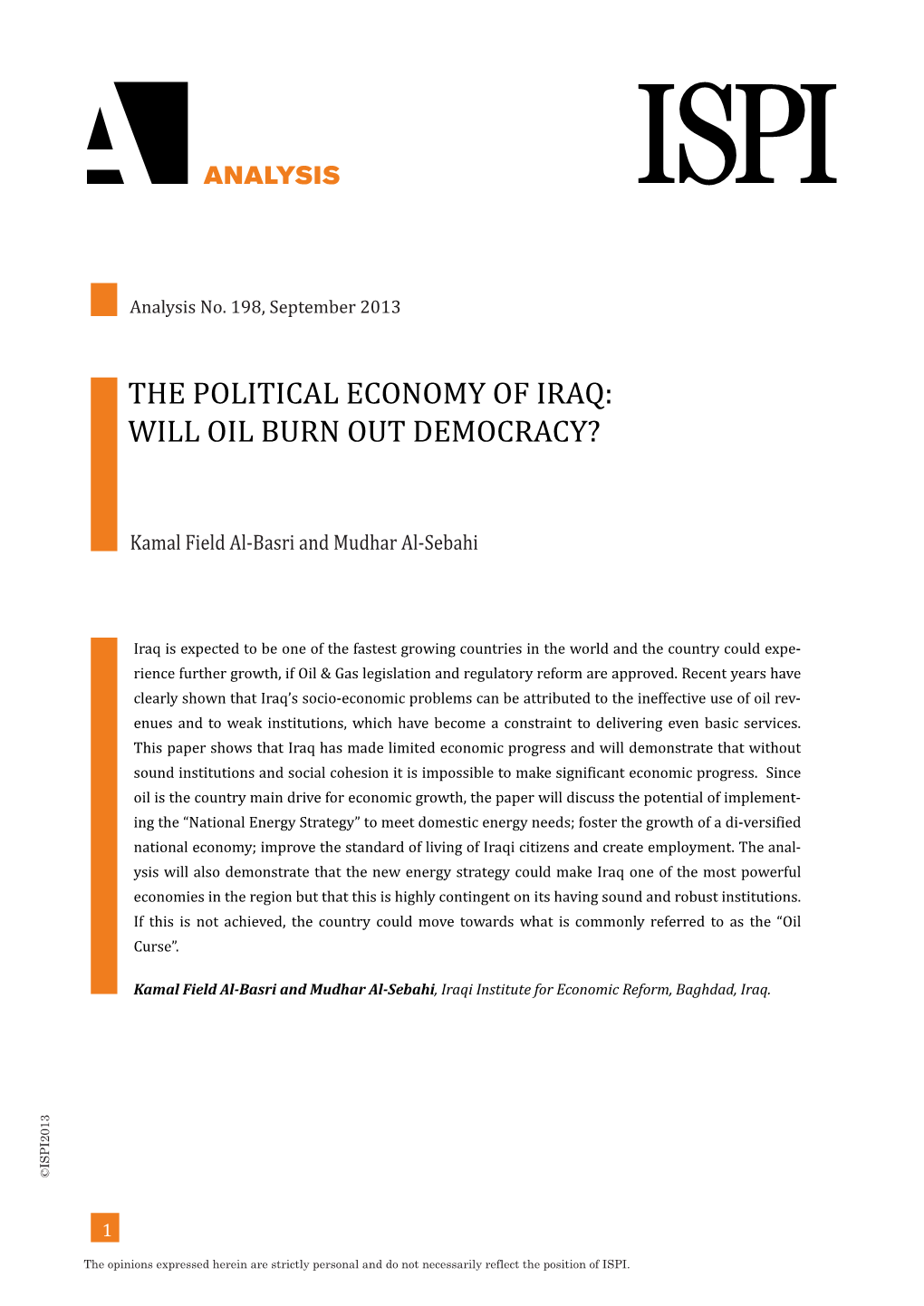 The Political Economy of Iraq