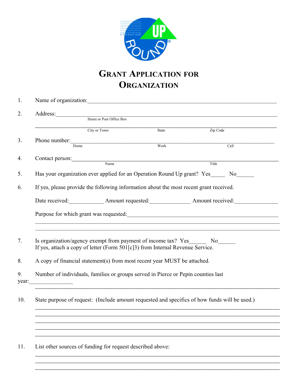 Grant Application For