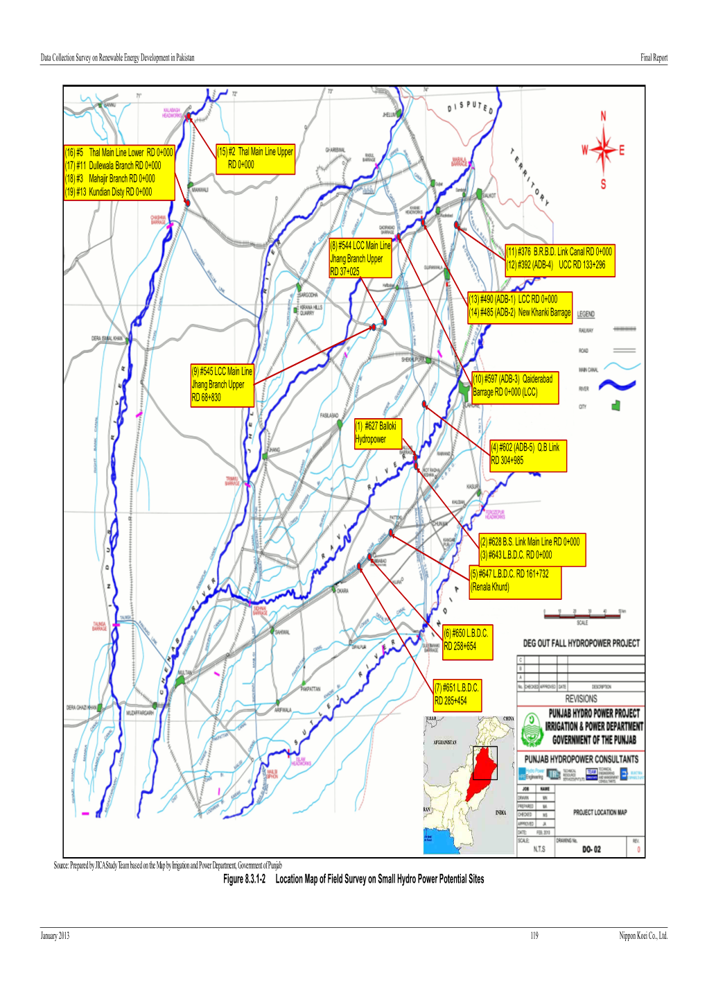 Figure 8.3.1-2 Location Map of Field Survey on Small Hydro Power Potential Sites