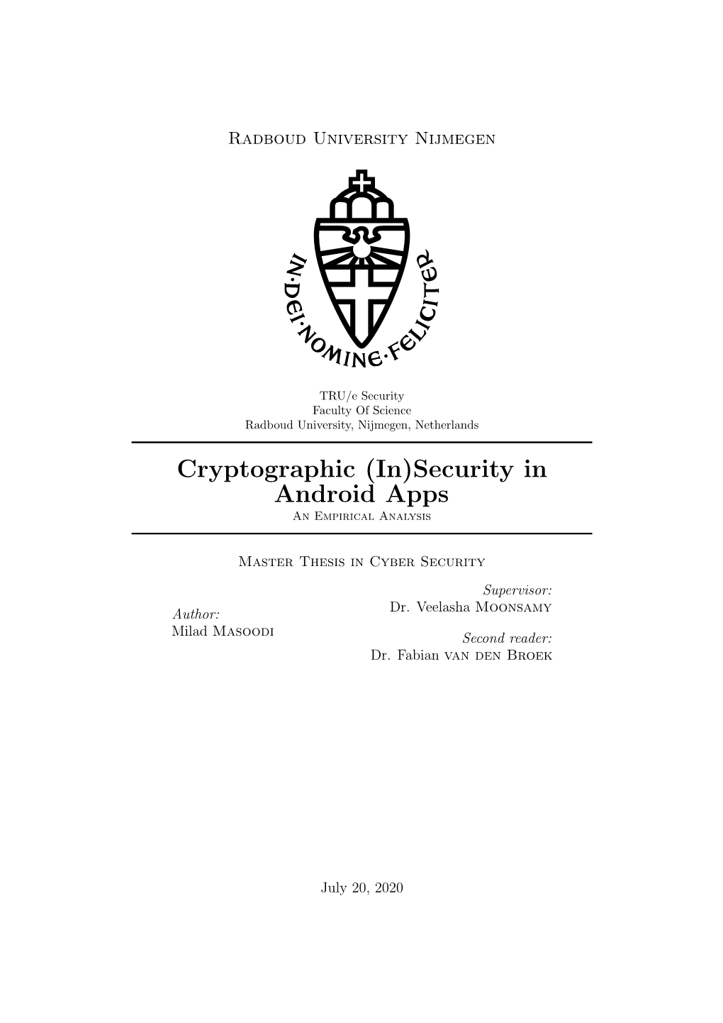 Cryptographic (In)Security in Android Apps an Empirical Analysis