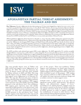 Afghanistan Partial Threat Assessment: the Taliban and Isis