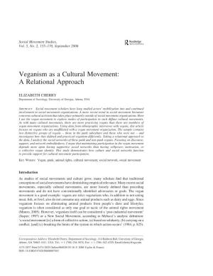Veganism As a Cultural Movement: a Relational Approach