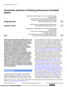 Visuomotor Predictors of Batting Performance in Baseball Players