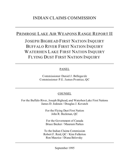 Primrose Lake Air Weapons Range II, Joseph Bighead Inquiry / Buffalo
