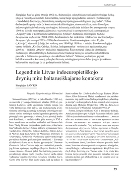Legendinis Litvas Indoeuropietiškojo Dvynių Mito Baltarusiškajame Kontekste