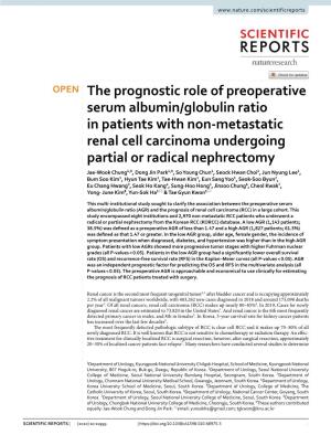 The Prognostic Role of Preoperative Serum Albumin/Globulin Ratio In