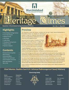 Heritage Times Newsletter of Murshidabad Heritage Development Society Vol