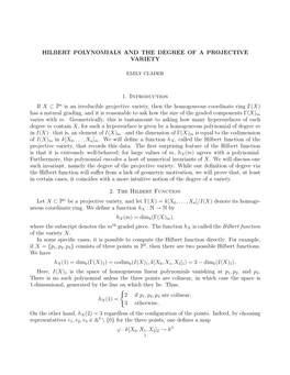 Hilbert Polynomials and the Degree of a Projective Variety