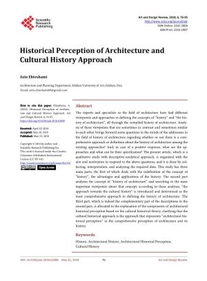 Historical Perception of Architecture and Cultural History Approach