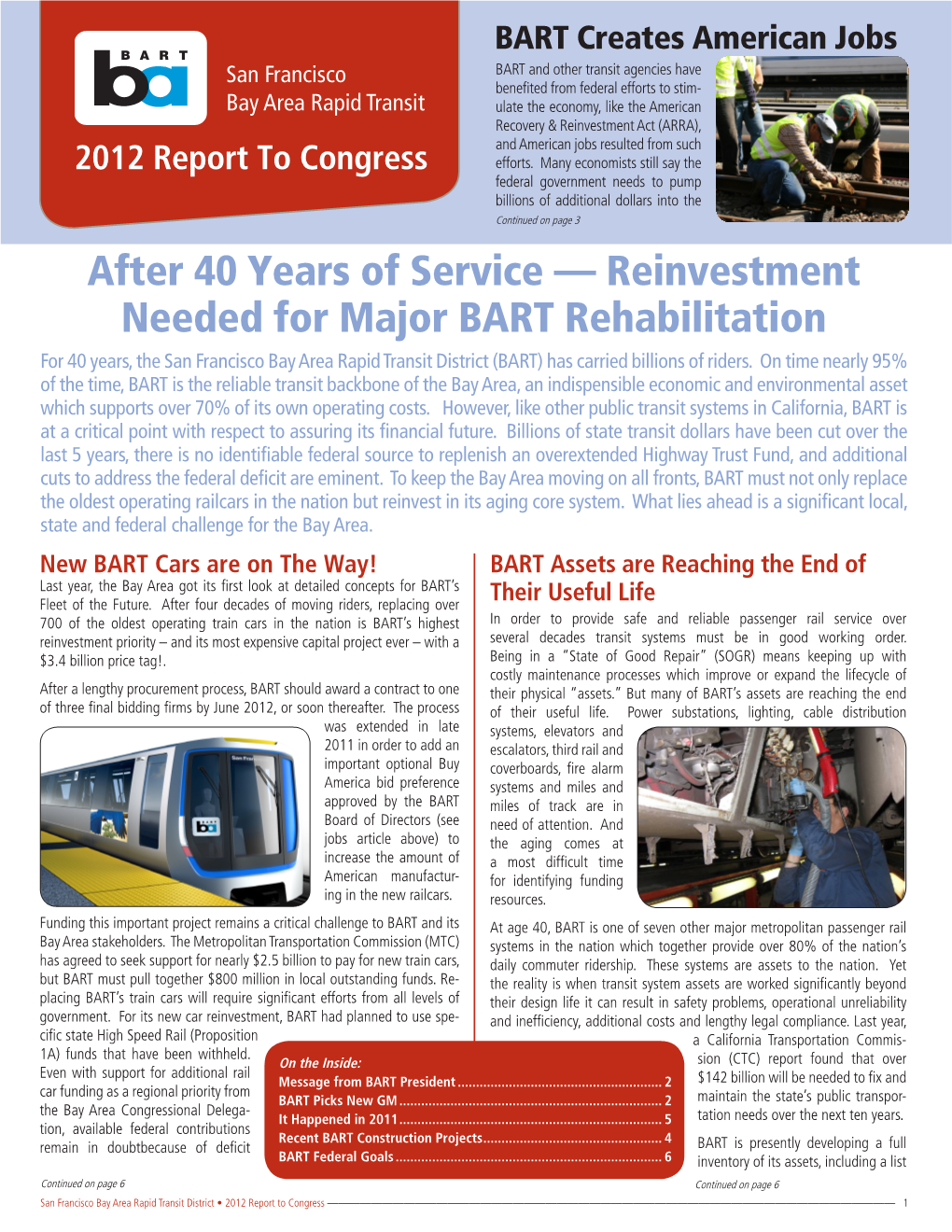 Reinvestment Needed for Major BART Rehabilitation