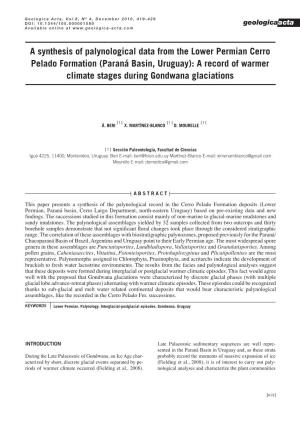 A Synthesis of Palynological Data from the Lower Permian Cerro Pelado Formation (Paraná Basin, Uruguay): a Record of Warmer Climate Stages During Gondwana Glaciations