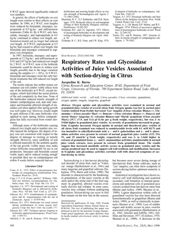 Respiratory Rates and Glycosidase Activities of Juice Vesicles