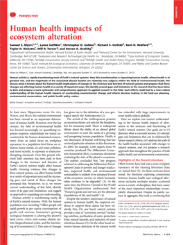 Human Health Impacts of Ecosystem Alteration