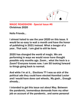 Special Issue #6 Christmas 2020 Hello Friends... I
