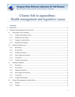Cleaner Fish in Aquaculture: Health Management and Legislative Issues