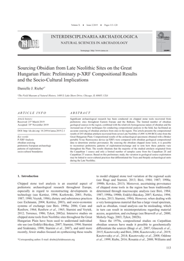 Sourcing Obsidian from Late Neolithic Sites on the Great Hungarian Plain: Preliminary P-XRF Compositional Results and the Socio-Cultural Implications