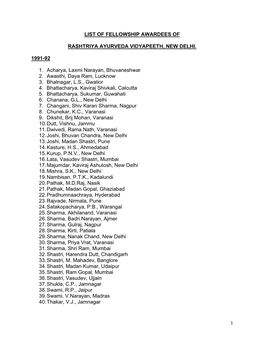 List of Fellowship Awardees Of
