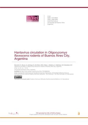 Hantavirus Circulation in Oligoryzomys Flavescens Rodents of Buenos Aires City, Argentina