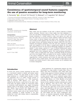 Consistency of Spatiotemporal Sound Features Supports the Use of Passive Acoustics for Long-Term Monitoring E