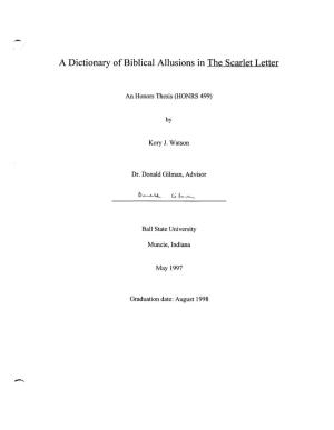 A Dictionary of Biblical Allusions in the Scarlet Letter