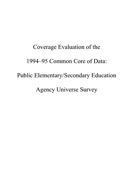Public Elementary/Secondary Education Agency Universe Survey