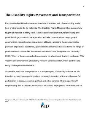 The Disability Rights Movement and Transportation