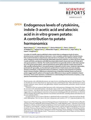 Endogenous Levels of Cytokinins, Indole-3-Acetic Acid And